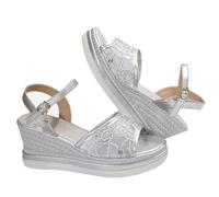 Womens Comfy Extra Wide Fit Chunky Sandals Summer Plus Size Women's Thick Sandals With A One Button Mesh Upper Are Breathable And Comfortable for Blue Sandels for Bunions Women (Silver,7.5)