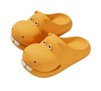 Womens Comfy Extra Wide Fit Flat Sandals Summer Cool Drag Cute Hippopotamus Antislip Cool Drag Home Outerwear Thick Bottom Women's Bathroom Slippers White Platform Sandals for Women (Yellow,5)