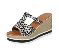 Womens Comfy Extra Wide Fit Wedges Sliders Women's Leopard Print Big Yards Slope With Slippers Female Europe And The States Thick Bottom Sandal Ladies Indoor Slippers Wide Fitting Women Sliders (C,41)