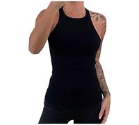 Womens Comfy Fit Going Out Silky Tank Tops Sleeveless Pullover Blackless Tops Shirts Tank O-neck Vest Plus Solid Women Size Women's Blouse Cotton Vest Tops for Women UK (Black, S)