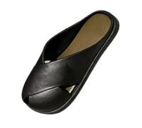 Women's Comfy Open Toe Flat Sandals Women's Summer Fish Mouth Net Red Baotou Half Slippers Female External Wear Soft Bottom Comfortable Lazy Person Green Ladies Sandals Woman Sandal (Black,40)