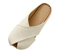 Womens Comfy Open Toe Flat Sandals Women's Wrapped Toe Slippers Summer Outside Wear Flat Bottom Versatile Fish Mouth Cool Slippers Fashion Lazy Half Black Sandals for Women Size 8 Ladies (Beige,5)