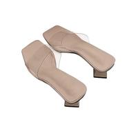 Women's Comfy Platform Block Heel Sandals Women's Summer Fashion Versatile High End Temperament Thick Heel Transparent Slippers Indoor Slippers for Girls Womans Sliders Size 6 (Khaki,36)
