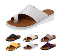 Womens Comfy Platform Sandals Bunion Correction Sandal Summer Beach Slipper Shoes Ladies Flat Clip Toe Flip Flops for Summer Beach Pool Vacation (Silver, 6)