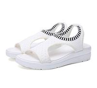 Womens Comfy Platform Wedge Heel Sandals Summer Lightweight Breathable Textile Mesh Casual Walking Shoes White 2.5 UK