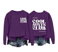 Womens Comfy Sweatshirts Crewneck Pullover Soft Women Aunts Club Sweatshirt: Aunt Crewneck Sweatshirt Auntie Letter Print Long Sleeve Pullover Top Christmas Sweatshirts Women (Purple, L)