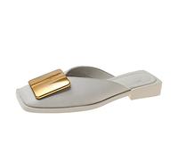 Womens Comfy Wide Fit Flat Sandals Women Slippers Fashion Spring And Summer New Pattern Square Toe Comfortable Square Heel Non On Sandals Designer Slippers Women Size 5 Womens Sliders 5. (White,6)