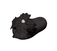 Womens Comfy Wide Fit Flat Sandals Women's Thick Sandals Pearl Heart Bow Soft And Non Outdoor Beach Slippers Comfortable Sliders Size 4 Black Slippers Women Summer Beach (Black,5.5)