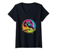 Womens Comics Art Crow Silhouette Raven Crows V-Neck T-Shirt