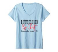 Womens Commissioned by Christ to Share The Gospel Mt 28:19 V-Neck T-Shirt