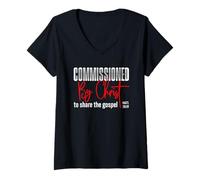 Womens Commissioned by Christ to Share The Gospel Mt 28:19 V-Neck T-Shirt