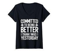 Womens Committed to Better Workout Motivation V-Neck T-Shirt