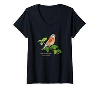 Women's Common Linnet for Backyard Birders Song Birds Birding V-Neck T-Shirt