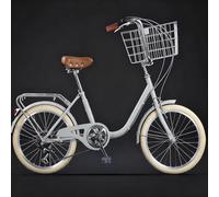 Women's Commuter Bike Vintage Style Retro City Bicycle With Pet Basket, Perfect for Urban Riding and Leisure Cycling 20inch/7speed