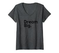 Women's Compass Dream Big - Black Text V-Neck T-Shirt