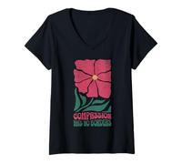 Womens Compassion Has No Borders Boho Floral Empathy V-Neck T-Shirt