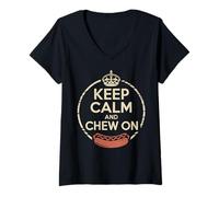 Womens Competitive Eating Chew On Food Challenge V-Neck T-Shirt