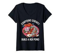 Women's Compound Serenity Build A Koi Pond Funny Investor V-Neck T-Shirt