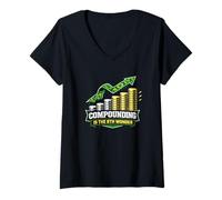 Women's Compounding is The 8th Wonder Investor Chart V-Neck T-Shirt