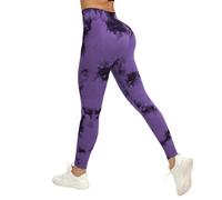 Womens Compression Leggings UK Tie Dye Printed High Waisted Tummy Control Yoga Pants Anti Cellulite Scrunch Bums Lifting Sports Leggings Push Up Seamless Elastic Opaque Joggers Workout Gym Trousers