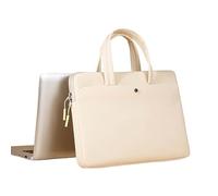 Women's computer bag, breathable handbag, multi-layer design storage bag, suitable for study materials and stationery storage (Beige, Medium)