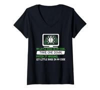Womens Computer Nerd 99 Little Bugs in My Code Funny Coder V-Neck T-Shirt