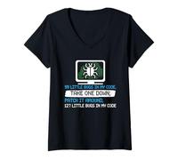 Women's Computer Nerd 99 Little Bugs in My Code Funny Coder V-Neck T-Shirt