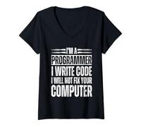 Womens Computer Science IT Support Computer Programming Languages V-Neck T-Shirt