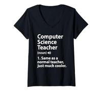 Womens Computer Science Teacher Definition for Computer Scientist V-Neck T-Shirt