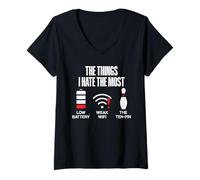 Womens Computer Science Things I Hate Low Battery WEAK Sciencecoder V-Neck T-Shirt