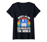 Women's Computer When 1.44 MB Ruled The World Funny Coder V-Neck T-Shirt