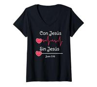 Womens Con Jesús todo, sin Jesús nada V-Neck T-Shirt