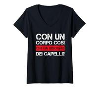Women's con Un Corpo così Chi ha Bisogno dei Capelli Calvi Calvo V-Neck T-Shirt