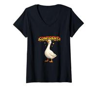 Women's Confident Goose Attitude Retro Cartoon Design V-Neck T-Shirt