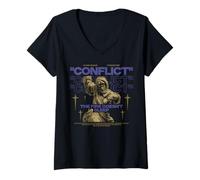 Women's Conflict - Urban Streetwear Statement V-Neck T-Shirt