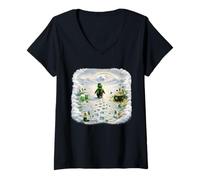 Women's Confused Penguin in The Mountains Irish St. Patrick’s Day V-Neck T-Shirt