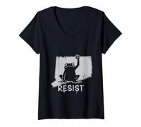 Women's Connecticut Resist Frog Protest No Kings Day V-Neck T-Shirt