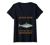 Womens Connecticut Territory Fish The American Shad V-Neck T-Shirt