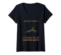 Womens Connecticut Territory Insect The Praying Mantis V-Neck T-Shirt
