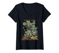Womens Connecticut Territory Tree The Charter Oak V-Neck T-Shirt