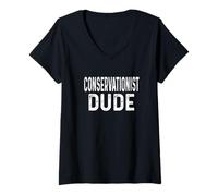 Womens Conservationist Dude Distressed Land Marine Biology Ecology V-Neck T-Shirt
