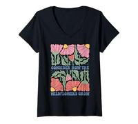 Women's Consider How The Wildflowers Grow Bible Verse Boho Matisse V-Neck T-Shirt