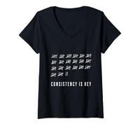Womens Consistency is Key Motivational Tally List Design V-Neck T-Shirt