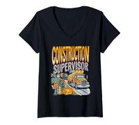 Womens Construction Supervisor Caution Tape Design V-Neck T-Shirt