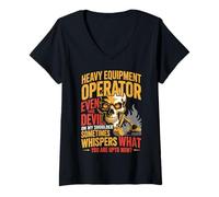 Womens Construction Worker Funny Heavy Equipment Operator V-Neck T-Shirt