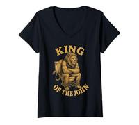 Women's Construction Worker King of The John Fun V-Neck T-Shirt