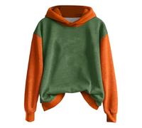 Women's Contemporary Panel Sweatshirt - Unique Color Block Long Sleeve, Soft Stretch Cotton, Casual Everyday Pullover Hooded Sweat Top Women Jumpers Green