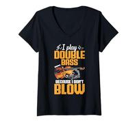 Women's Contrabass Player Jazz Instrument Band Dont Blow Double Bass V-Neck T-Shirt