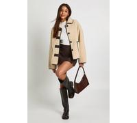 Womens Contrast Binding Collared Teddy Jacket - White - 14, White