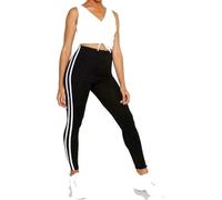 Women's Contrast Two Side Stripe Leggings Gym Stretchy Skinny Pants Trouser Ladies Side Stripe Yoga Gym Active Sports Wear High Waisted Legging Pants (UK, Numeric, 12, 14, Regular, Regular, Black)